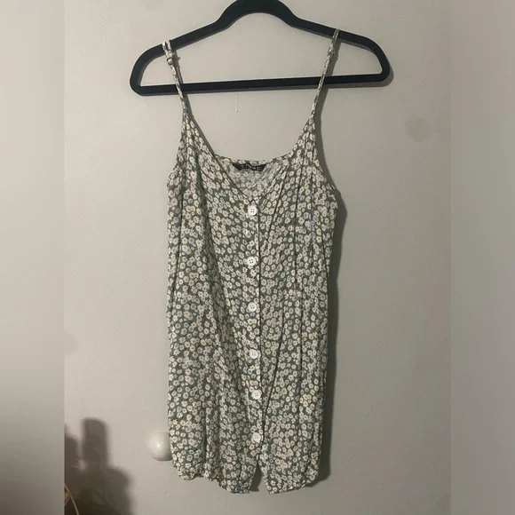 Shein Green Floral Mini Dress with Buttons - Picture 1 of 9